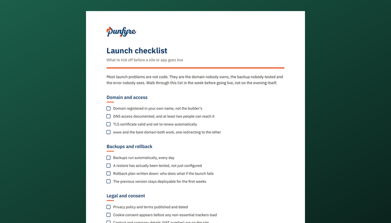 Launch checklist