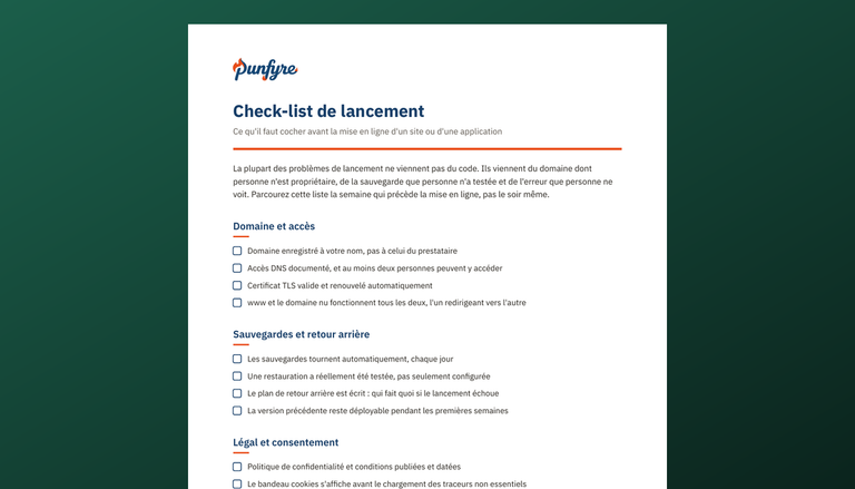 Check-list de lancement