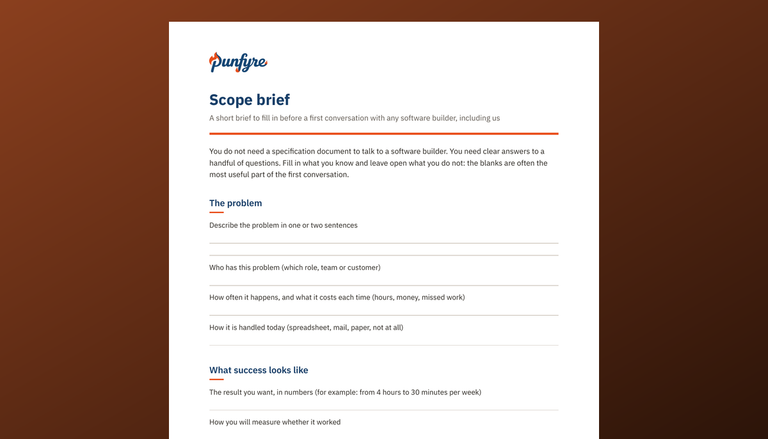 Scope brief template