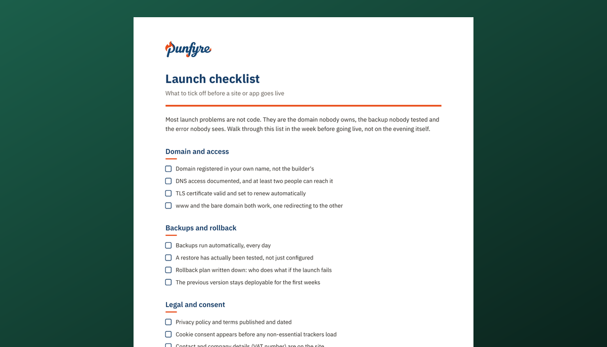 Launch checklist