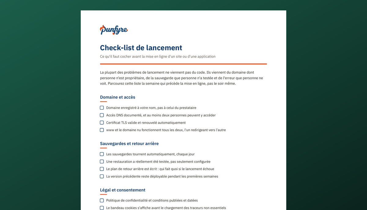 Check-list de lancement