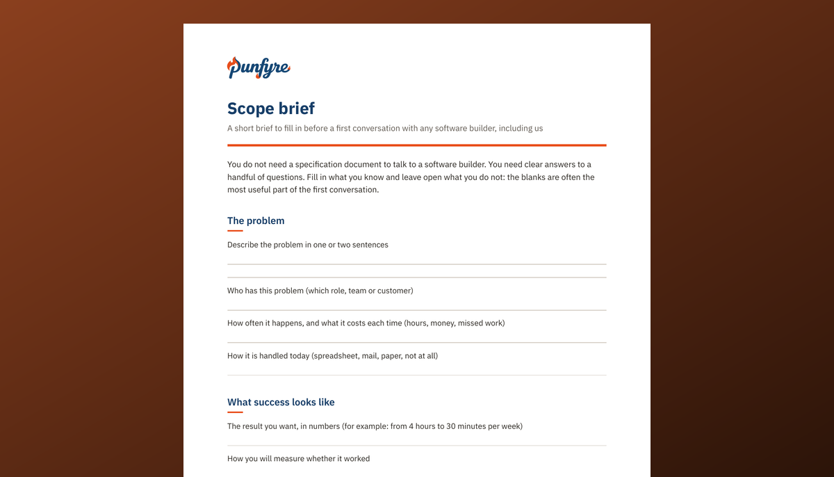 Scope brief template