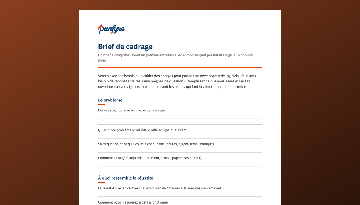 Modèle de cadrage de projet